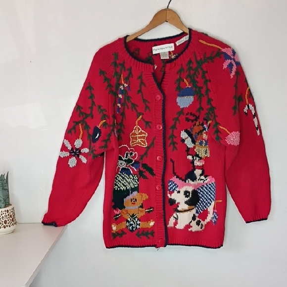 Paris Sports Club Sweaters - Paris Sports Club Storybook Knits Christmas Cardigan Sz S – Whimsical Vintage